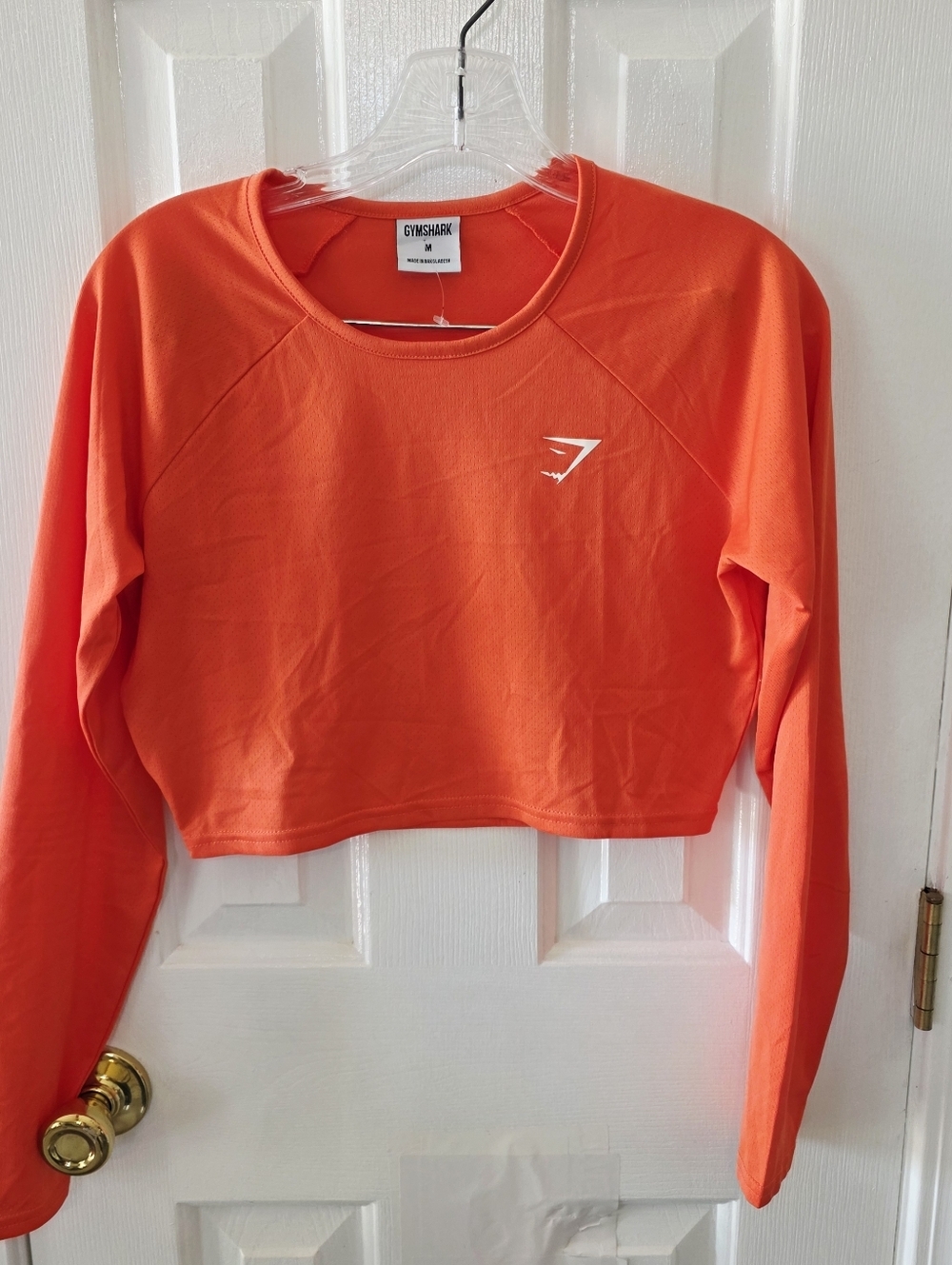 Gymshark Orange Cropped Long-Sleeve Athletic Top Medium
